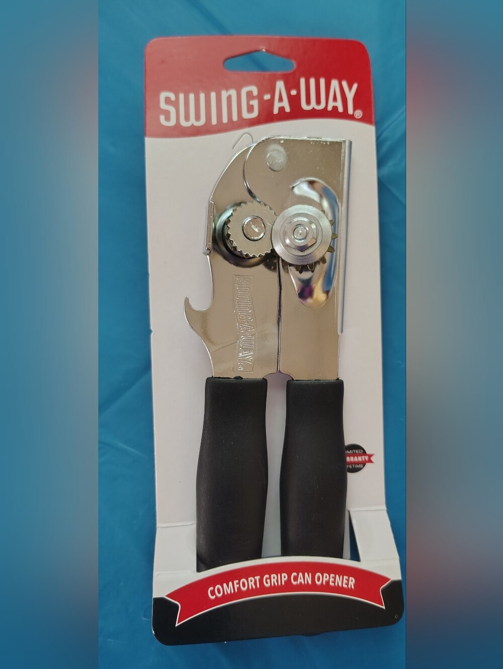 Heavy-Duty Can Opener in Chrome with Black Handles